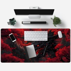 Huge Dragon Large Mouse Pad – Red and 15.7L x 31.5W inches, Black
