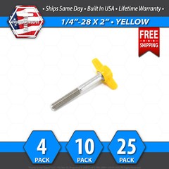 1/4″-28 x 2″ Thumb Screw Stainless Steel – Yellow Tee / Wing Knob – USA