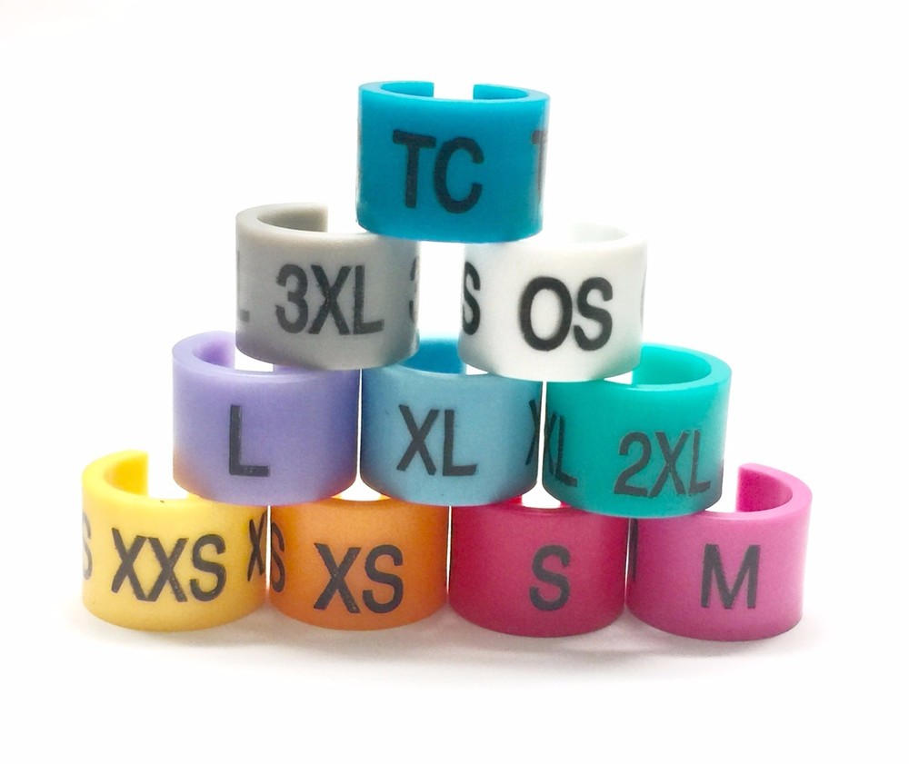 (NEW) 100 Colored Hanger Sizer Garment Markers XXS-3XL Plastic Size Marker Tags