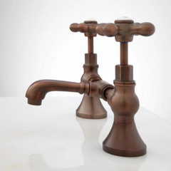 SIGNATURE HARDWARE BRIDGE LAVATORY FAUCET WITH MUSHROOM TYPE OVERFLOW DRAIN- ORB