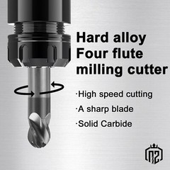 2PCS 4 Flute 1/2″ Solid Carbide Ball Nose End Mill – Double End – AlTiN Coated