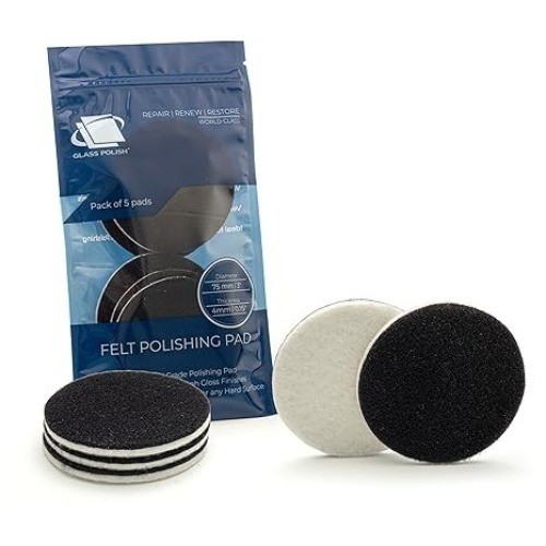 Polish 3 inch (75mm) Pack of 5 Felt Polishing Pads for Polishing Glass, Plastic,