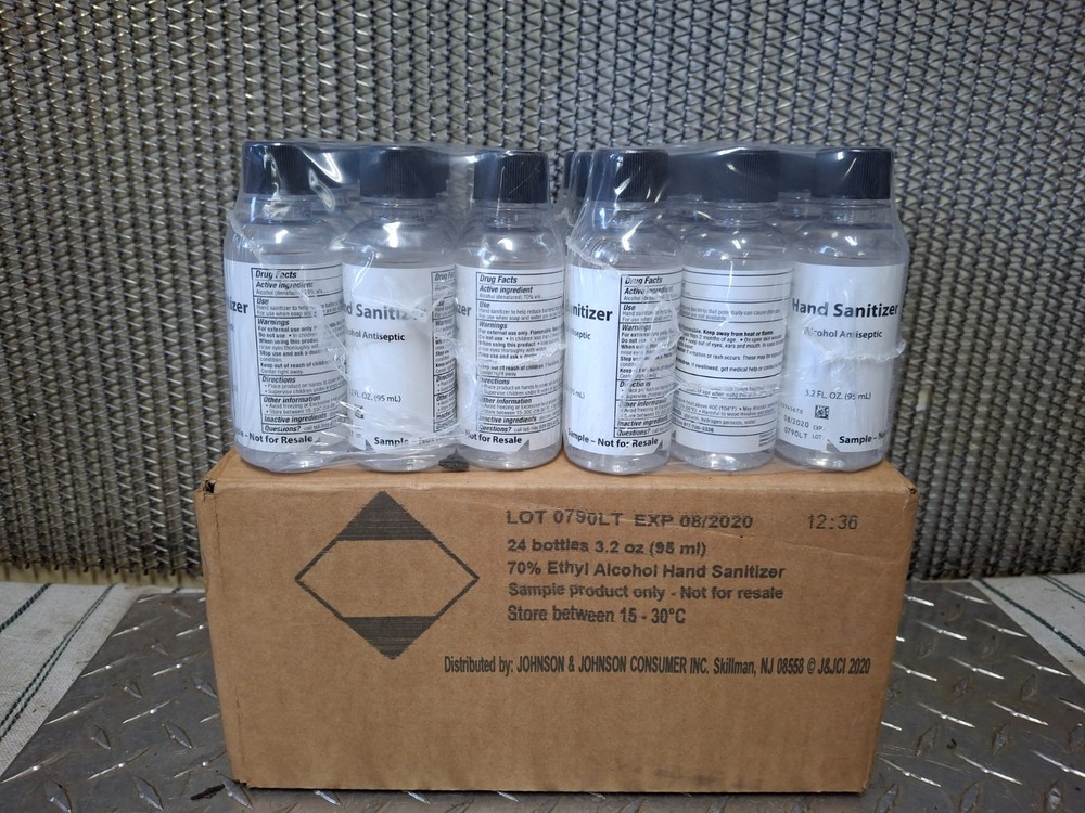 Johnson & Johnson 24 x Lot Bottle 3.2 oz 70% Ethyl Alcohol Hand Sanitizer