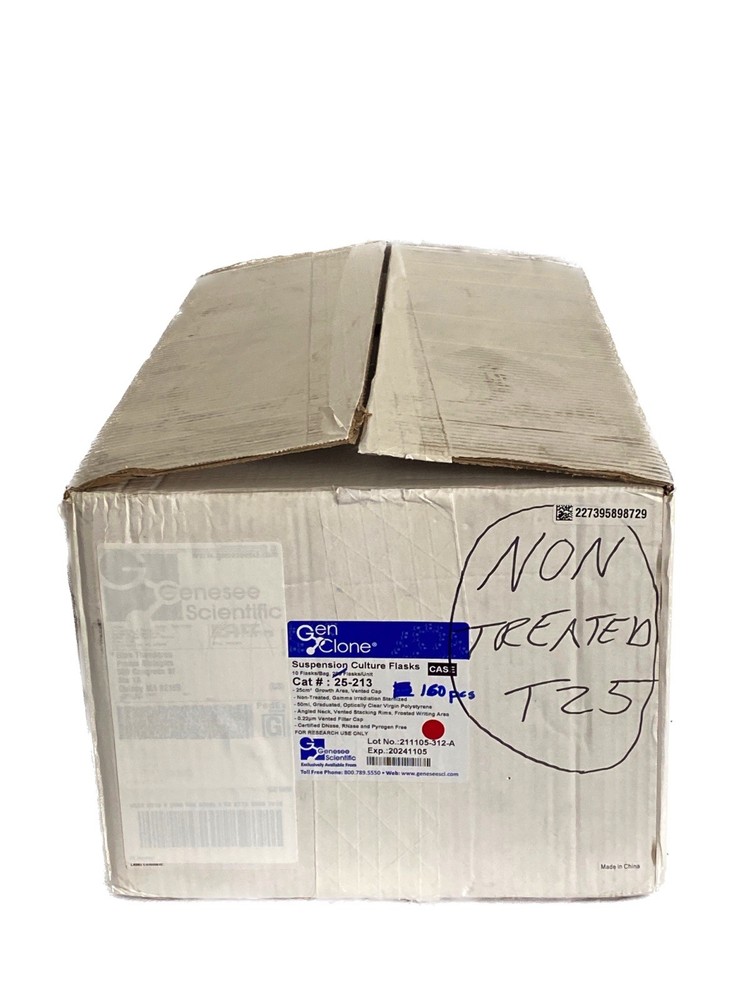 (160) GENESEE GenClone 25.0cm2 Suspension Cell Culture Flasks Vented Cap 25-213