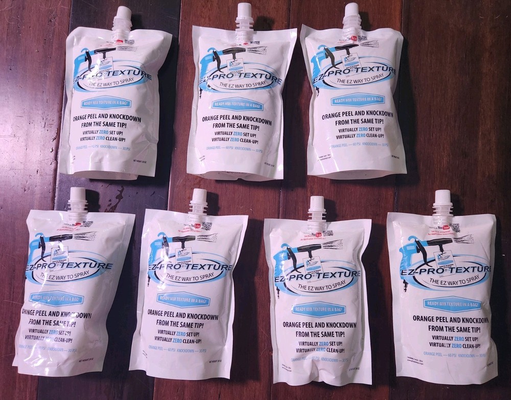 Lot Of 7 EZ-Pro Texture Orange Peel & Knockdown Ready Mix Texture In A Bag 20oz