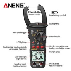 Digital Multimeter Tester AC DC Volt Amp Clamp Meter Auto Range LCD Handheld
