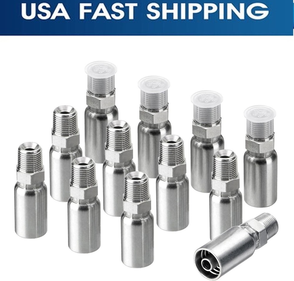 12 Pack Hydraulic Hose Fittings, 3/8″ I.D. Hose X 3/8″ NPTF Male and Protection