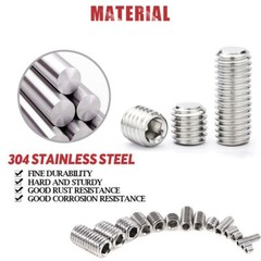 M5 M6 M8 A2 Stainless Steel Flat Point Grub Screws Allen Socket Bolts DIN 913