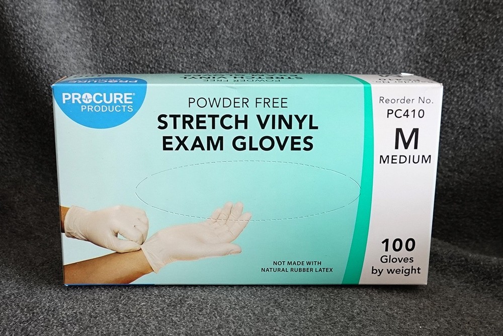 100 ProCure Powder Free Stretch Vinyl Exam Gloves PC410 — Medium