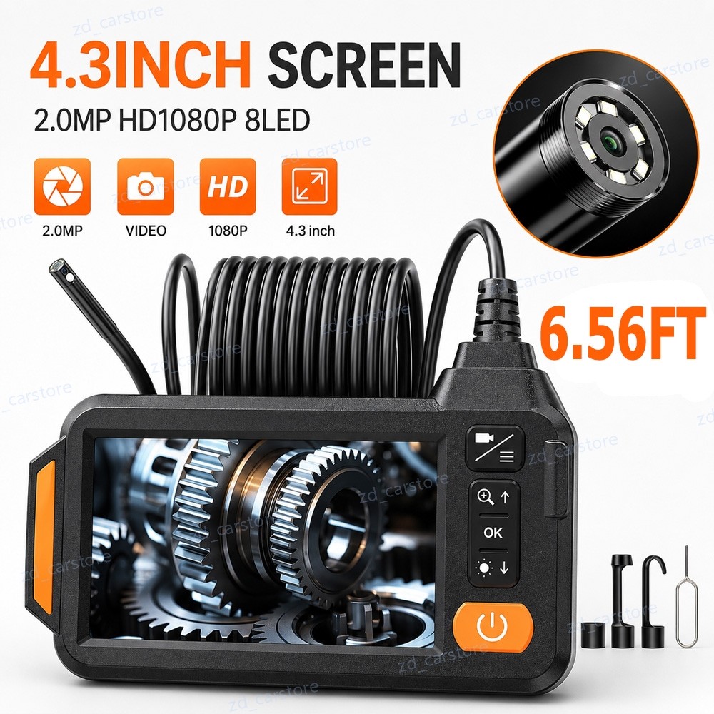 Dual Lens Endoscope Camera with Light 1080P HD Borescope, IP67 Waterproof Camera
