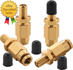 4 PCS 1/4″ Inflation Schrader Valve with Push to Connect for 1/4″ OD Air Line
