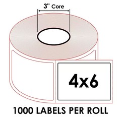 4×6 (4″x6″) Shipping White Direct Thermal Labels – 3″ Core – (8) Rolls of 1000