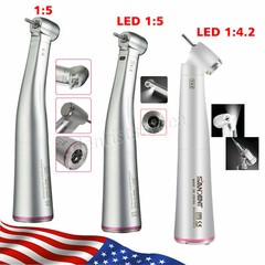 Dental LED Fiber Optic Contra Angle Handpiece 1:4.2 1:5 1:1 Increasing / NO-LED