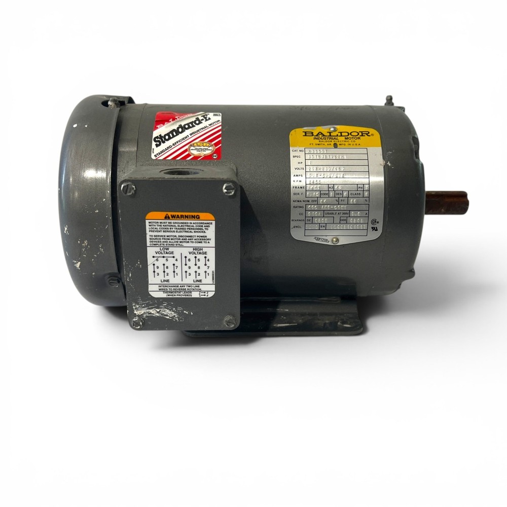 Baldor M3555T Industrial Electric Motor 2HP 3450RPM 208-230/460V 3PH TEFC