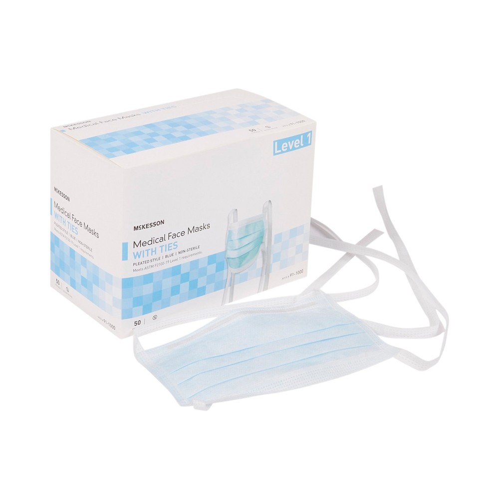 McKesson Surgical Mask Pleated 50 per Box 91-1000