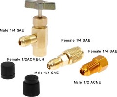 R1234yf Can Tap Adapter Fitting Kits, 1/4 SAE to 1/2 Acme LH Can Bottle Tap O…