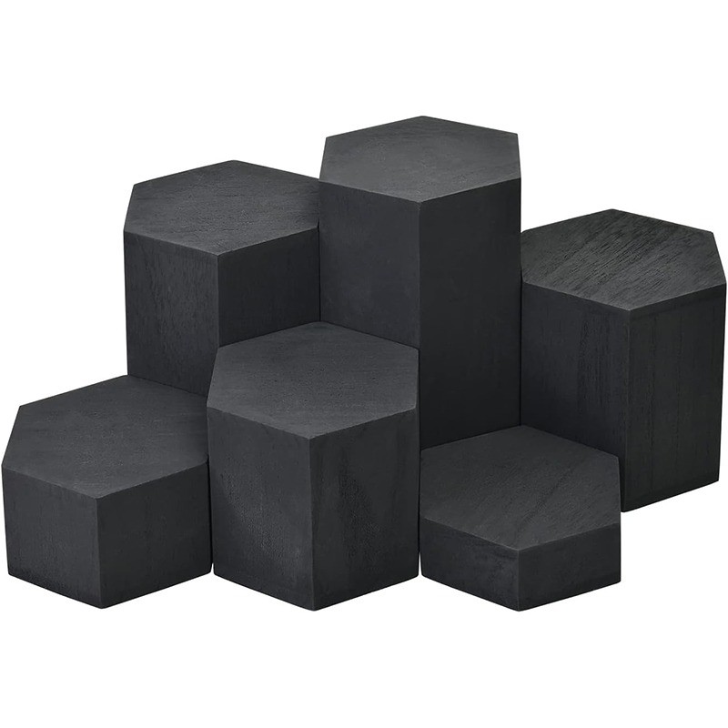 Wooden 6pcs Hexagon Risers for Display Jewelry And Additions Display Stand