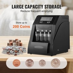 Uimoso USD Coin Sorter Wrapper Roller 150 Coins/min 4 Coin Tubes Store 200 Coins