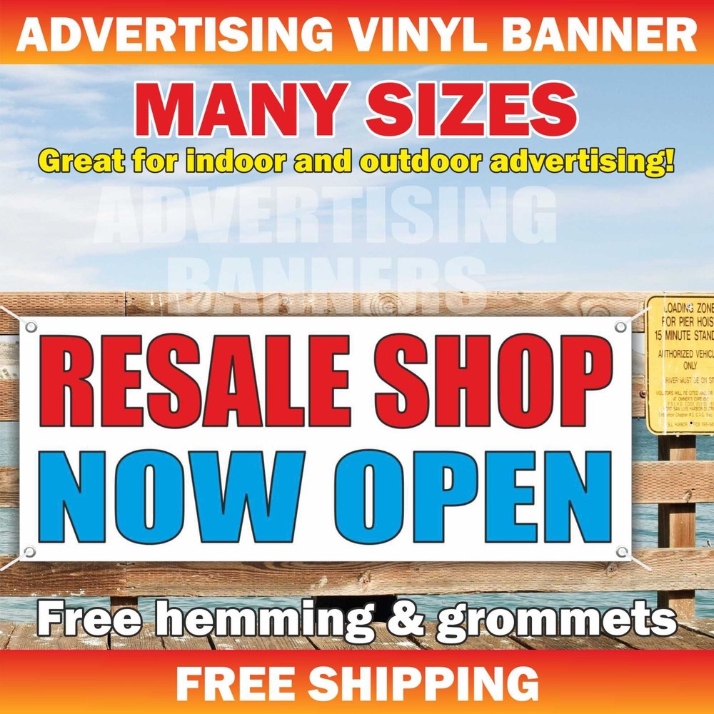 RESALE SHOP Advertising Banner Vinyl Mesh Sign Store Clothing Now Open Boutique