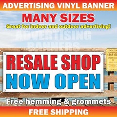 RESALE SHOP Advertising Banner Vinyl Mesh Sign Store Clothing Now Open Boutique