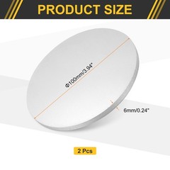 2Pcs Aluminum Disc 4″(100mm) Dia 0.24″(6mm) Thick Round 6061 Aluminum Sheets