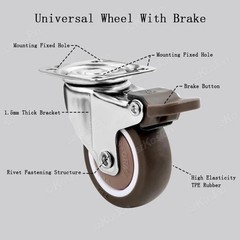 4PCS Swivel Caster Wheels Heavy Duty Furniture Castors with Brake Silent Roll
