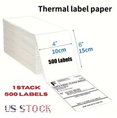 500 4″ x 6″ Fanfold Direct Thermal Shipping Labels for Zebra & Rollo Printers US
