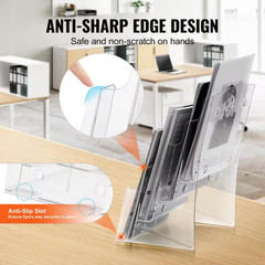 Magazine Display Stand, Acrylic Brochure Display 8.5 X 11 In. 4-Tier Magazine Ra