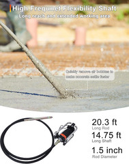 Concrete Vibrator, 1600W 2HP 18000RPM, 14-3/4Ft Flexible Shaft, Electric Concret