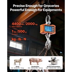 Uimoso Digital Crane Scale 4400 lbs/2000 kg Industrial Heavy-Duty Hanging Scale