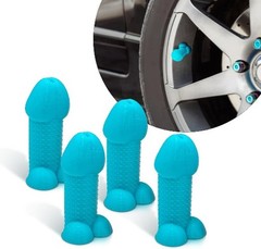 Glow in The Dark Blue Novelty Tire Valve Stem Caps, 4-Pack Universal Waterproof