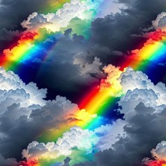 Rainbow in the Clouds – 16″ x 48″ Hydrographic Film Hydro Dipping