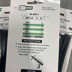 NTE Electronics HS-ASST-1 Heat Shrink Assortment Black 6″ Length 24pcs **3 Packs