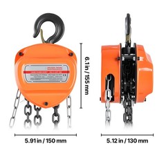 Uimoso Manual Chain Hoist 0.5T/1100 lbs Capacity 10 ft Lift w/Durable G80 Chain