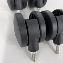 LOT 4 Colson PUT75644BK 3” Black Twin Wheel Furniture Caster 3/8” x 1” Stem