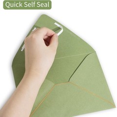 Thick Luxury Sage Green Envelopes with Gold Border – 5.25 x 7.25 Inches, 25 Pack