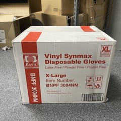 1000PCS/CT Basic Vinyl Synmax Disposable Gloves XL Powder Free & Non-Latex
