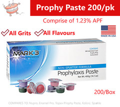 Dental Prophy Paste 200 Cups Prophylaxis Non Splatter Mark3 All Grits & Flavors