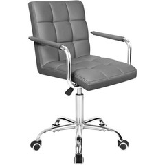 Mid Back PU Leather Office Chair Adjustable Swivel Desk Chair with Arms