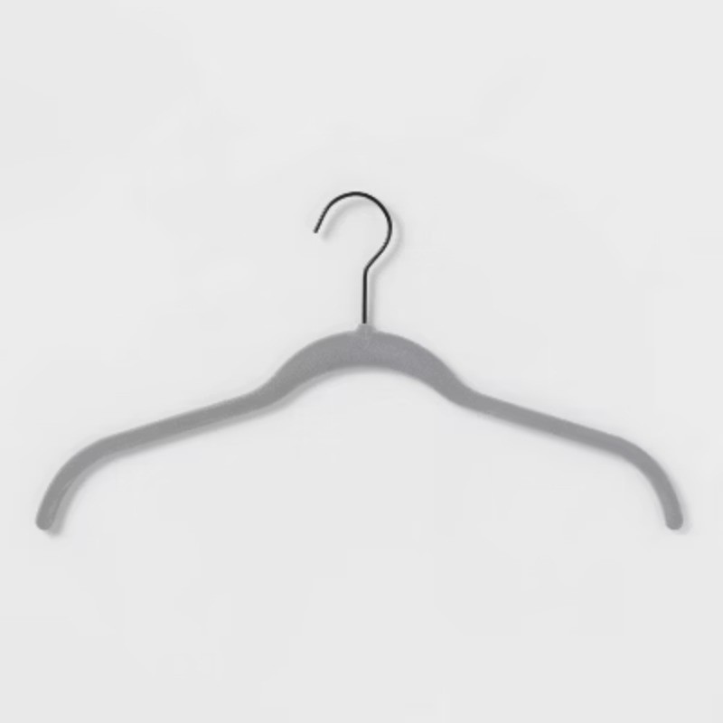 10ct Shirt Flocked Hangers – Gray: Velvet Clothes Hangers, Plastic & Felt