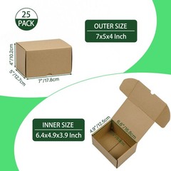 HESESOH 7x5x4 Inches Shipping Boxes Set of 25, Brown Corrugated 7x5x4,
