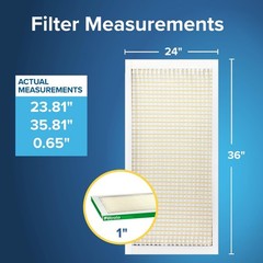 Filtrete 24x36x1 AC Furnace Air Filter, MPR 700, MERV 8, Tough 24x36x1, White