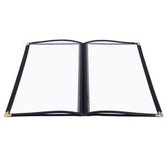 WeChef 20 Pack 8.5″x14″ 4 Page 8 View Menu Covers Black Trim Restaurant Cafe