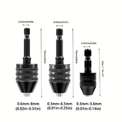 Keyless Drill Chuck 14 Hex Shank Adapter 0.3-3.6mm Quick Change Impact Driver