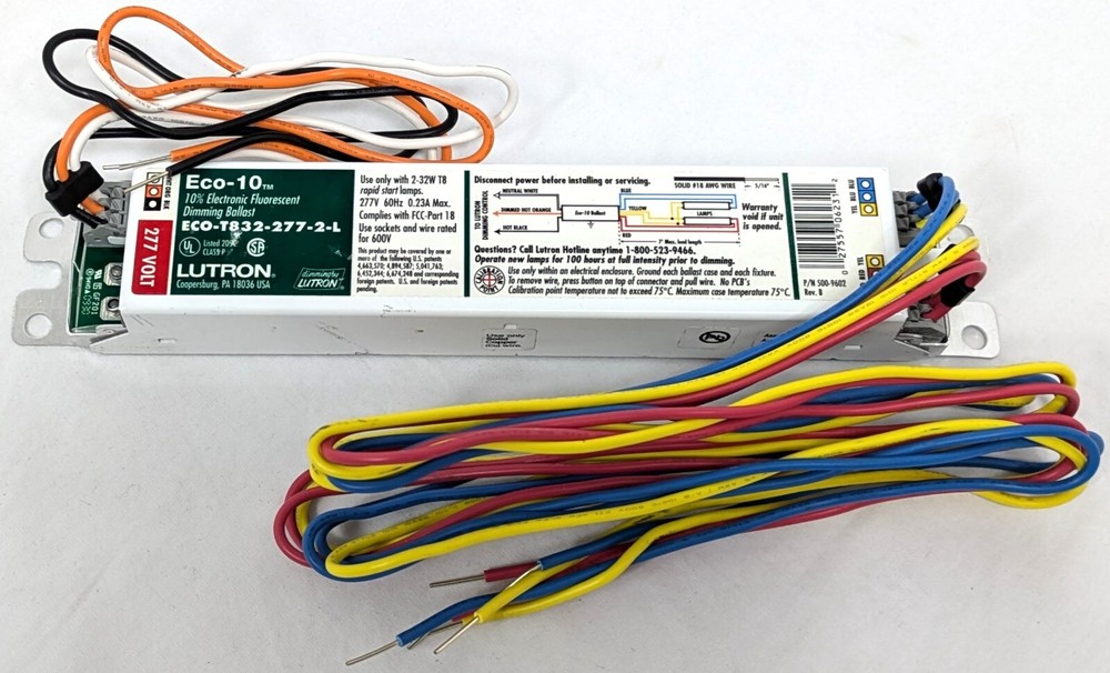 Lutron ECO-T832-277-2-L Electronic Fluorescent Dimming Ballast Eco-10 277v 60Hz