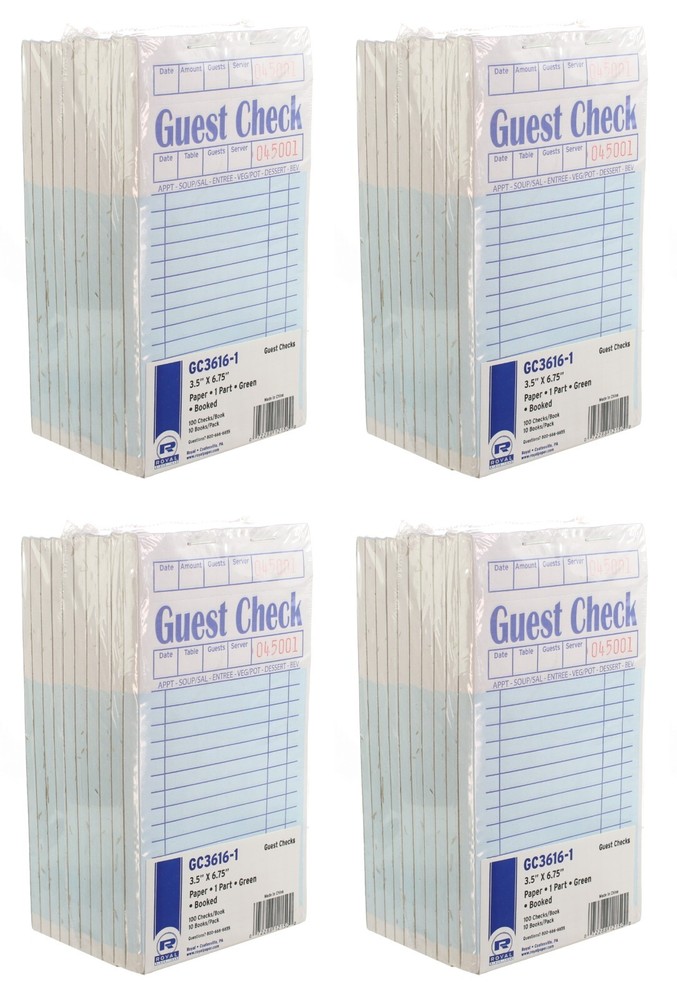 (40) AMERCARE ROYAL GREEN GUEST CHECK PAPER RECEIPT BOOK CARBONLESS 100 SHEET EA