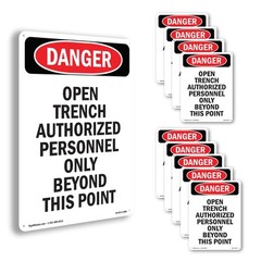 Portrait Open Trench Authorized Personnel Only OSHA Danger Sign – 5 or 10 Pack