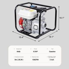 Gasoline Water Transfer Pump High-Pressure 158 GPM 6.5HP 4-Stroke Portable Pump