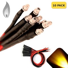 10 x 12v 3mm Pre Wired Flickering Yellow LED Candle Flicker Prewired
