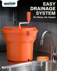 Commercial Salad Spinner – 2.5 Gallon Salad Dryer W/Aluminum Handle & Draining H